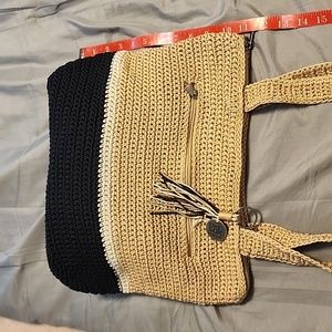 The Sak shoulder purse tan, cream, and black